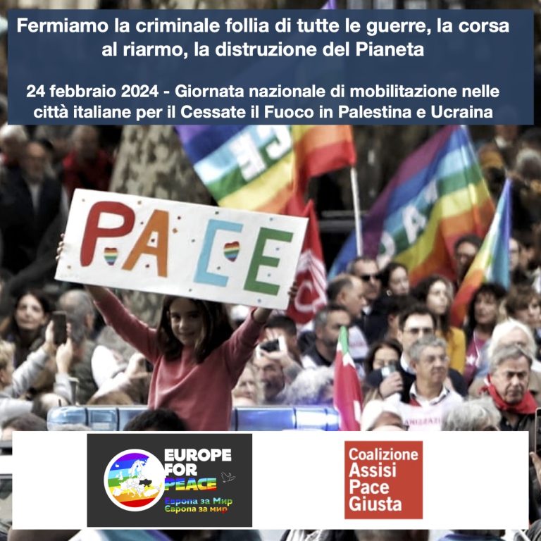 Cessate il fuoco in Ucraina e Palestina. Sabato 24 febbraio giornata di mobilitazione nazionale