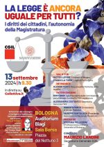 Locandina Cgil 13 settembre La legge è ancora uguale per tutti?