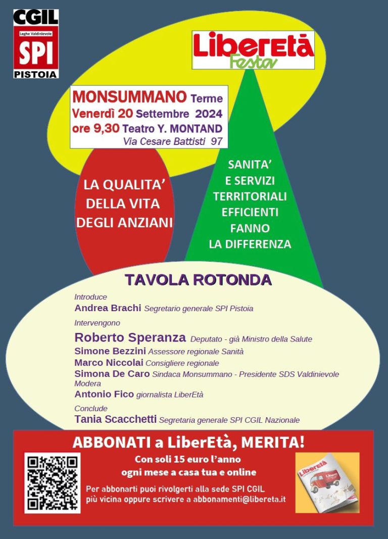 Monsummano Terme: la festa di Liberetà dello Spi di Pistoia