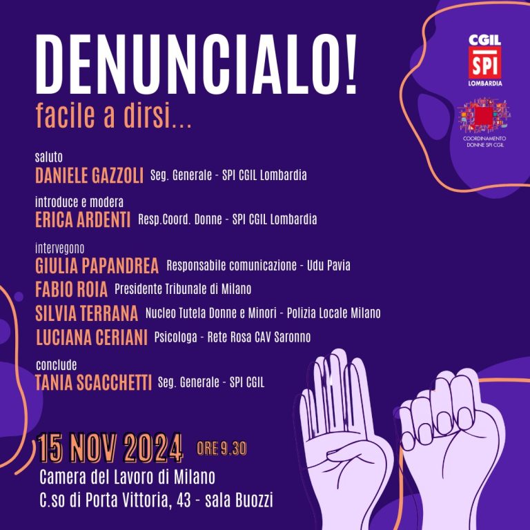 Denuncialo! Facile a dirsi… l’iniziativa del coordinamento donne dello Spi Lombardia