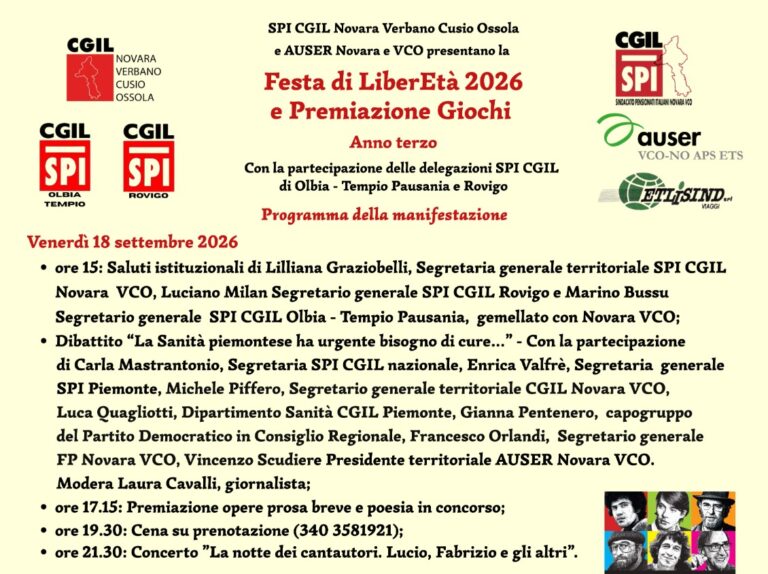 Sanità, cultura e solidarietà: a Novara torna la Festa di LiberEtà